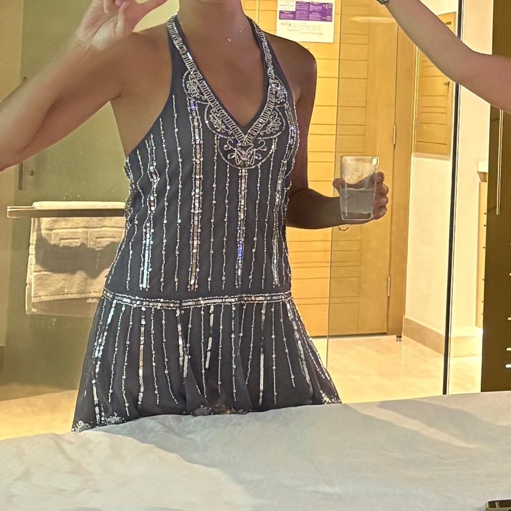 Zara Grey Embellished Dress